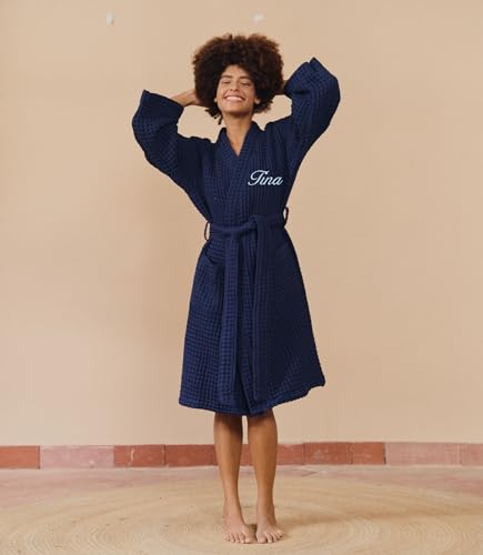 Image of Luxury Organic Japanese Cotton Hotel & Spa Waffle Bathrobe for Men and Women (Hooded /Kimono)