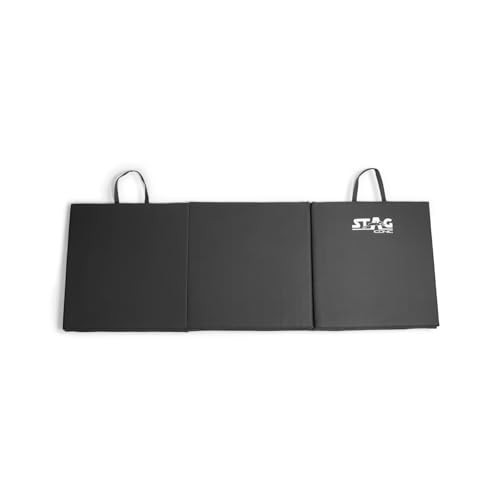 Image of STAG Multi-Purpose Foldable Fitness MAT 180 cm X 60 cm X 30 MM Use as Tumbling mat, Gymnastics mat, Crash pad Thick Foam for Both Men and Women, Black