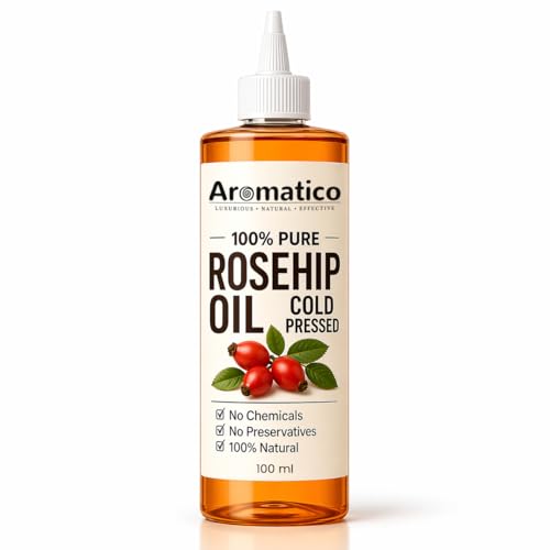 Image of Aromatico - 100% Pure Cold-Pressed Rosehip Oil for Facial and Skin Treatment | Rosehip Seed Oil for Radiant Skin, Lightening Dark Marks, Acne Scars, and Discoloration - 100ml