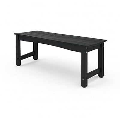 Hillzzer 2-Person Outdoor Benches Weatherproof, Poly Lumber Outside Bench, All-Weather Garden Bench for Porch, Backyard and Park, Will not Rot and Fade, Easy Installation, Black