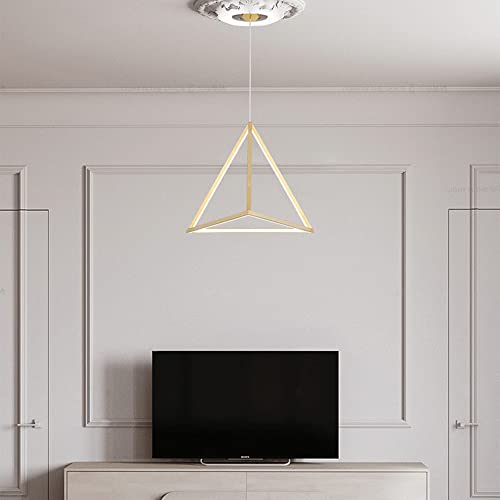 Lámpara colgante triangular LED dorada moderna de techo para mesita de noche de dormitorio 4