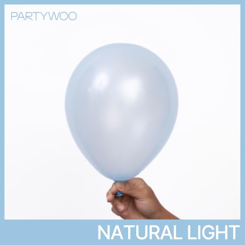 Image of PartyWoo Pearl Light Blue Balloons 50pcs Baby Pastel Blue Color 12 Inch