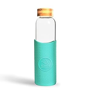 Neon Kactus Glazen waterfles | Herbruikbaar gemaakt van borosilicaatglas | reiswaterfles | Voor warme en koude dranken | Duurzaam, lekvrij, antislip & vaatwasmachinebestendig | Free Spirit, 550 ml