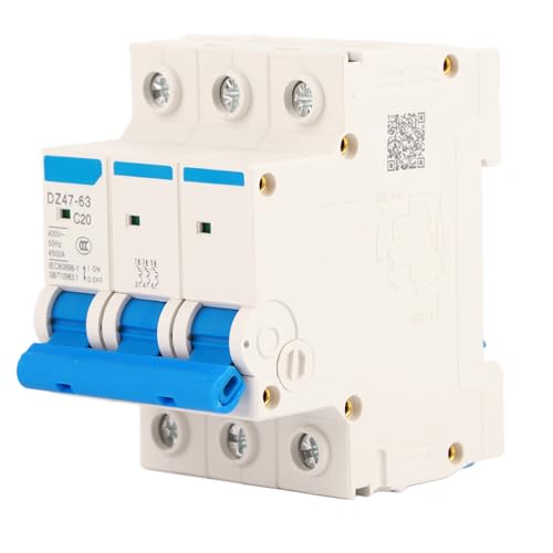 Image of 400V 3 Pole Miniature Circuit Breaker MCB Safety Breaker with 35mm DIN Rail for Solar Power Generation System (20A)