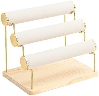 Velvet Bracelet Display Stand - 1 Tier Jewelry Organizer Holder For Bangles, Watches & Bracelets (Black)