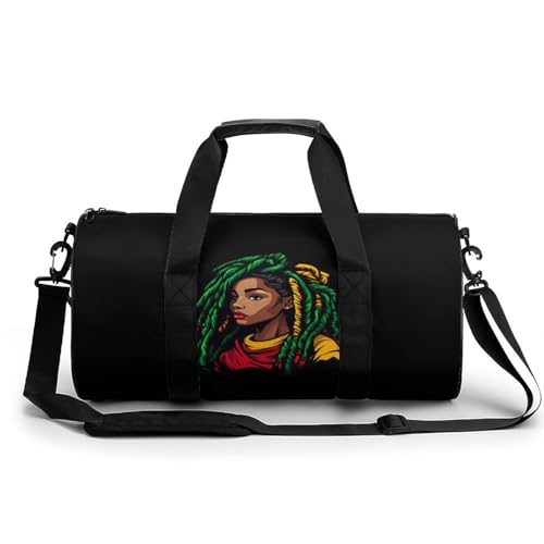 Rasta Colours Dreadlocks Woman Sports Gym Bag Travel Duffel Workout Bag with Adjustable Strap