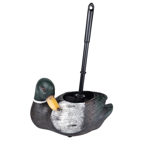 Image of Needzo Mallard Duck Toilet Brush with Holder, Rustic Bathroom Decoration, Cabin Home Accessory