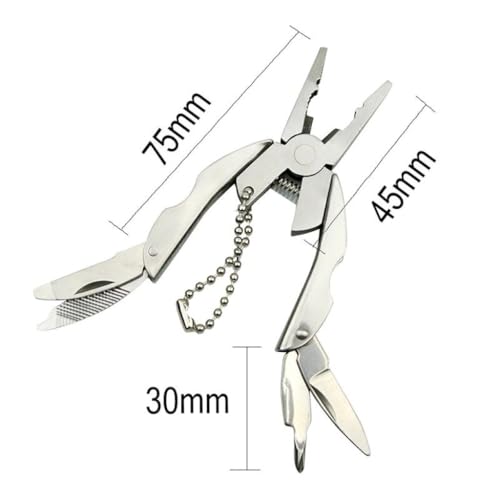 Image of 1Pc's Mini Portable Pocket Plier Keychain Hand Tool Kit, Portability and Functionality with Our Stainless Steel Multifunctional Folding Plier Screwdriver Pocket Tool Set.