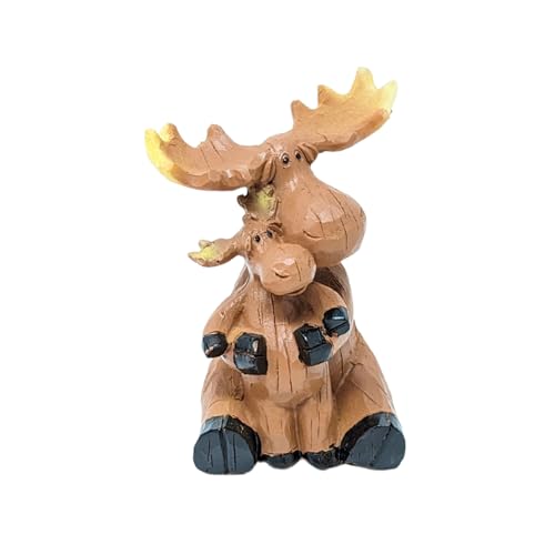 Mama Moose and Baby Figurine – Resin Sculpture Celebrating the Loving Bond Between Mother and Child, Rustic Woodland Tabletop Decor for Cabin or...