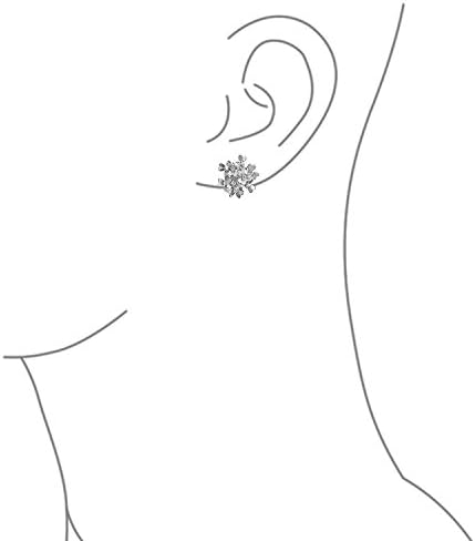 CZ Floral Cubic Zirconia Bouquet Of Flower Clip On Earrings For Women Non Pierced Ears Silver Rose Or Gold Plated Brass