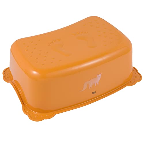 Tritthocker Kinder - stabil, rutscht Nicht aus, leicht - für EIN Kind ab ca. 3 Jahren bis zu 40 kg,Farbe:orange, Motiv:Fox, Marke:Hylat Baby… Cover