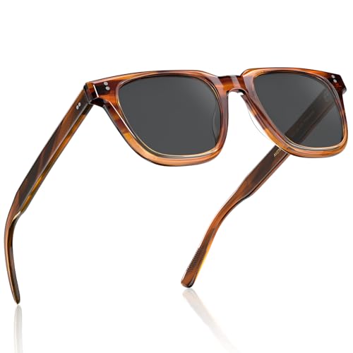 Image of AVAWAY Polarized Sunglasses for Men UV Protection, Square Acetate Frame Outdoor Driving Sun Glasses