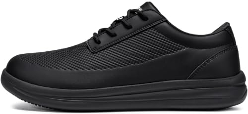 Image of LARNMERN Men's Non Slip Chef Shoes Slip On Leather Footwear