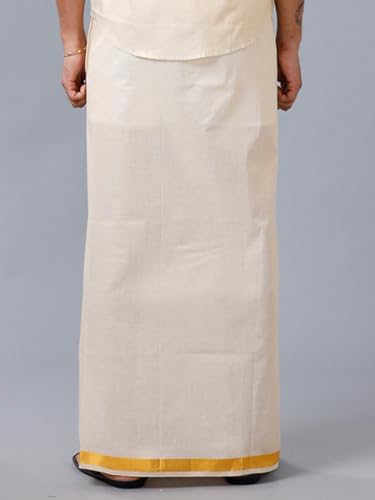 Image of RAMRAJ COTTON Men's Cotton Dhoti (EXTRMGLD112 Gold 1 Free Size)