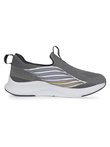Image of Liberty Leap7x Robin-E Men Sports Walking Shoes - Light Grey and Olive Green | Comfortable and Durable Non-Lacing Closure - Suitable for Running, Gym, Jogging and Outdoor Shoes for Man
