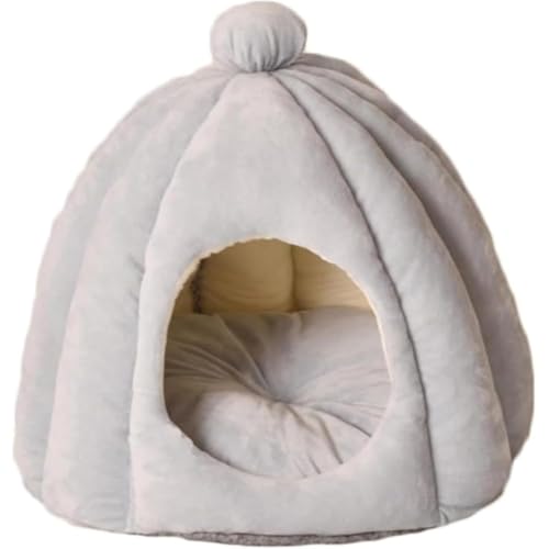 Wyazziv 猫ハウス 猫ベッド ペットベッド ドーム型 ペットハウス クッション 取り外せる ペットマット 保温防寒 あったか 冬用 洗える 猫 こたつ 滑り止め ふわふわ もこもこ 小型犬 (ホワイト)