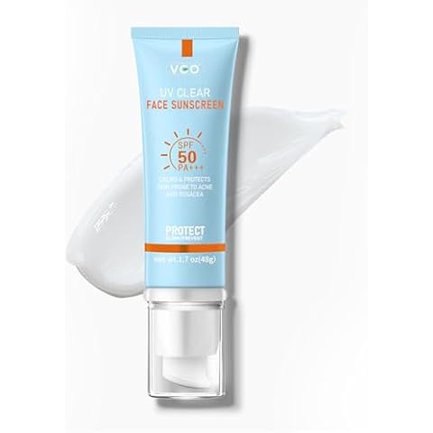 VGO Clear Face Sunscreen SPF 50, Hydrating Sun Essence Face Sunscreen Leaves No Sticky Feeling Travel Size Sunscreen Against UVA and UVB Rays 50ml / 1.7oz Cover