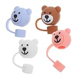 CHICAMPERA 4個 小熊吸管帽 可愛い水筒用ストローカバー おしゃれ防塵キャップ 飲み口保護 小 家 オフィス 学校対応