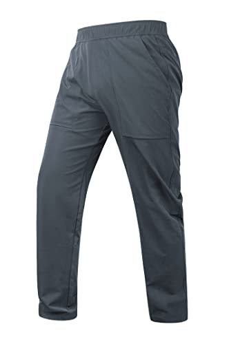 Le Vonfort Men's Stretch Hiking Pants Lightweight Quick Dry Running Athletic Active Jogger Pants Grey Large #TOP1