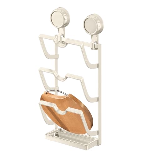 Organizador de tapa de sartén, organizador de tapa de 3 niveles para puerta de armario o pared, organización de almacenamiento de cocina que ahorra espacio con ventosa para esquina, apartamento