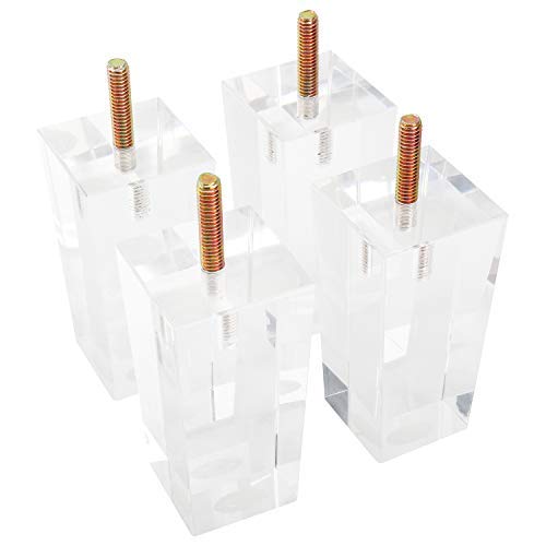 Homend Pack Of 4 Clear Acrylic Sofa Legs, Bench Legs Modern Cabinet Cupboard Coffee Table Legs Pyramid Couch Feet For Ikea Storage Shelves Sideboard Buffets Legs Glass Footstool Legs (4 Inch Height) #TOP6