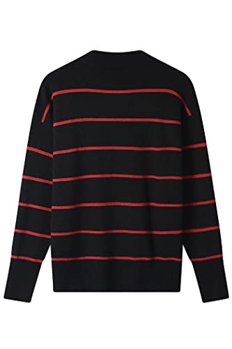Image of Women's Sweaters Casual Long Sleeve Mock Neck Drop Shoulder Tunic Striped Pullover Knit Sweater Tops