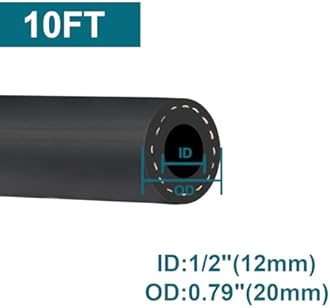 1/2 Fuel Line, NBR Rubber 1/2 Fuel Hose Nylon Braided, Fuel Line Hose for Automotive Vehicles(10FT)