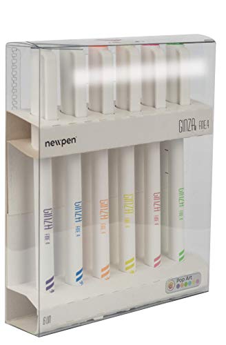 Caneta, Ginza Pro, Fine.4, Newpen, 16.088, Ponta Ultrafina, Pop Art, sortido, 06 Unidades