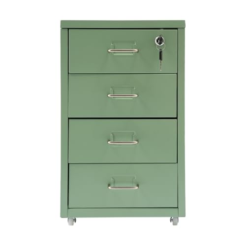 Image of 4 Drawer File Cabinet with Lock Steel Mobile Filing Cabinet for Office Home