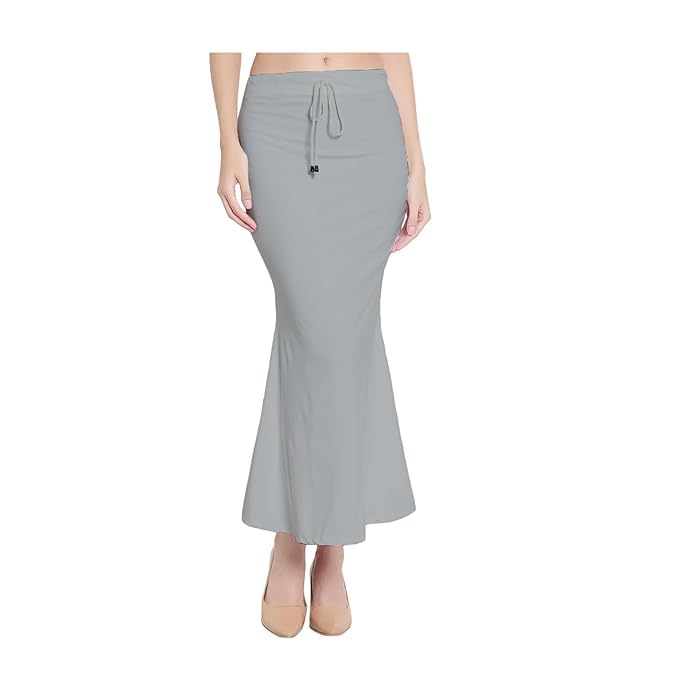 Image of Saree Shapewear Petticoat for Women Cotton Blended Lycra Shaper Petticoat with Elastic & Lace (Drawstring) Long Under Skirt Fishcut Wrinkle Free Shapewear