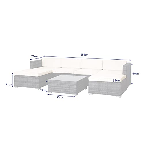 BJYX gartenlounge Lounge Rattan Set Couch Sofa Garnitur grau Gartenmöbel – Bild 6