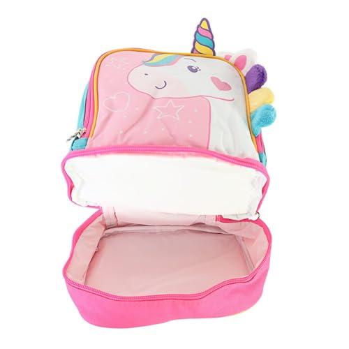Lancheira Térmica Infantil Unicórnio Arco-Íris, Bolsa Térmica - Tecido PVC com Brilho (Rosa)