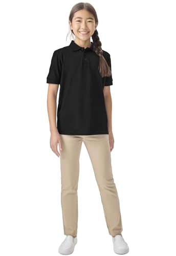 Image of Classroom School Uniforms for Boys and Girls Short Sleeve Pique Polo | Unisex Youth Shirt, Matching Ribbed Collar, Banded Sleeves, Three-button Placket, Comfortable Fit, School Uniform Essential