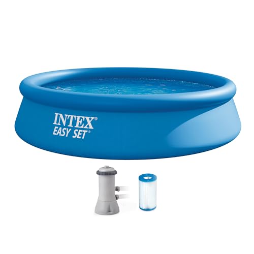 INTEX Easy Set 12 ft x 30in Above Ground Pool Set, Round Inflatable Swimming Pool with 530 GPH Cartridge Filter Pump and Type A Cartridge