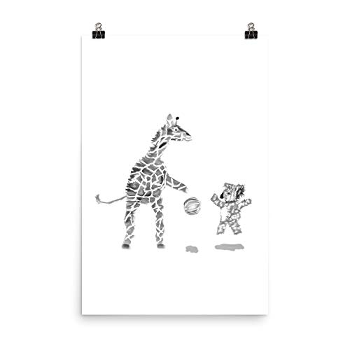 Koala and Girafe Playing Basketball Premium Lustre Photo Paper Poster 24×36 blanc