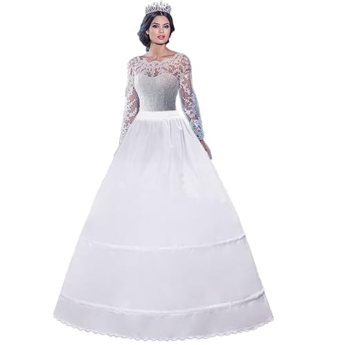 Enagua Aros Enaguas Enteras Crinolina 2 Aros para Mujer Vestido de Novia cancán Enagua la Boda Accesorios Fiesta 2 Hoops Petticoat Cancan Enaguas Falda Se Desliza Piso Longitud Underskirt(Blanco,42)