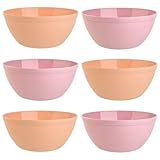 Lot de 6 bols à céréales, à dessert, à soupe, à riz, multicolores, en plastique sans BPA, grand format, 900 ml