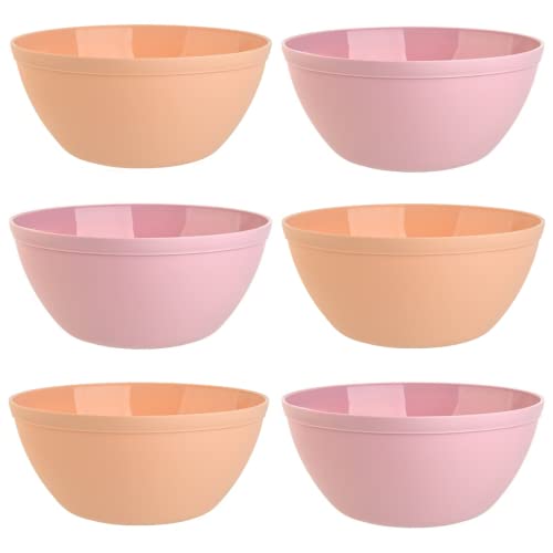 Juego de 6 cuencos para cereales, postres, ensaladas, sopas, arroz, bol de plástico, sin BPA, tamaño grande, 900 ml Cover