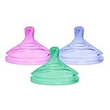 Boon Nursh Platinum Food-Safe Silicone Baby Bottle Nipples - Fast Flow - Baby Bottle-Feeding Supplies Fits All Boon Nursh Bottles - Colorblock - 3 Count - Ages 6 Months and Up