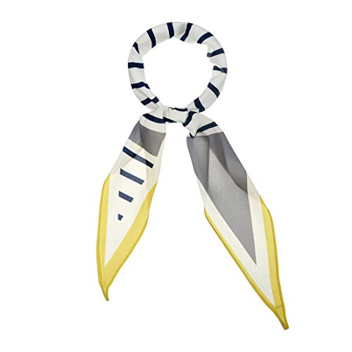 Allegra K Ladies Silky Rhombus Neckerchief Stripe Print Neck Scarf for Shirts Headband Handbag Wraps Bandana