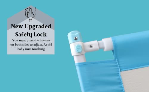 Image of VIC Kid Adjustable Plastic Baby Bedrail Guard for Toddlers /Bed Fence /Kids Safety /Portable and Adjustable Size (1.8, Blue (Baby I Love You)