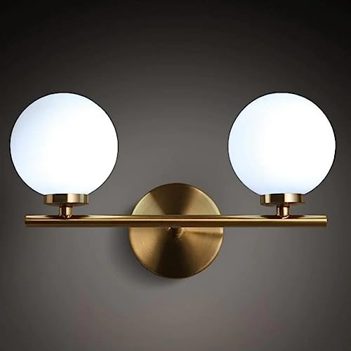 Image of WOKE Double Globe at 180 Degree Indoor /Outdoor Wall Light /Wall Lamp Lighting for Decor Home /Living Room- Golden and Milky,Corded Electric (Without Bulb) 78949
