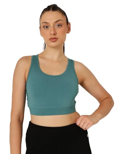 Image of Clovia Women Medium-Impact Sports Bra- Padded, Racerback, Stone