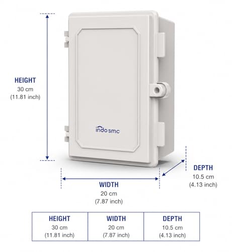 Image of Junction Box | Waterproof Electronic Project Box Enclosure Case for Outdoor, Indoor | Suitable for Various Switch Boxes, Cabinets | Rot-proof & Rust Resistant (300 mm x 200 mm x 105 mm)