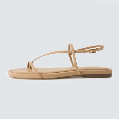 CUSHIONAIRE Glory Minimalist Strappy Womens Sandals – Sleek Adjustable Back Strap Flat Sandals for Women2