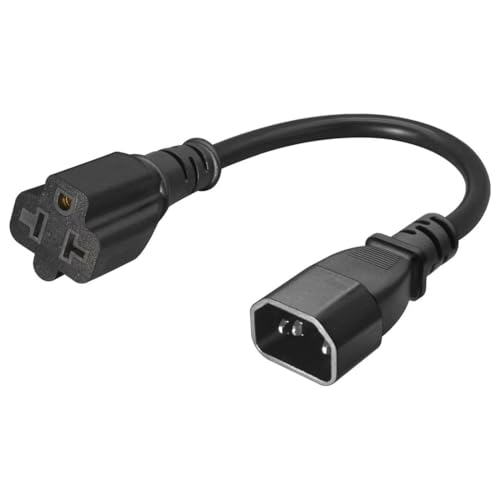Image of Toptekits C14 to 5-15R /5-20R Comb AC Power Cord,2-in-1 C14 15Amp to T Blade 20Amp AC Cable Converter, IEC 3Pole Plug to USA Female Nema 5-15R Power Cable 1ft /30cm(C14 to 5-15R /5-20R Cord)