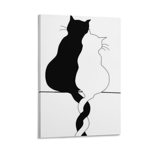 可愛い猫のアートポスターイラスト 絵画 漫画 動物 キャンバス玄関 壁画 (70) キャンバス 芸術 壁アート 画像 印刷 現代 寝室 装飾 ホームワーク20x30inch(50x75cm)