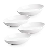 Gacoree 8.6' Oval Serving Bowls, 24 oz Small Oval Bowl for Side Dishes, Salad, Pasta, Snacks, White Ceramic Serving Dish, Set of 4
