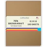100 Brown Kraft Fiber 28/70# Text Paper Sheets - 8.5