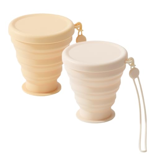 2 Pièces Tasse en Silicone Pliable, 200 ml Verre de Voyage Pliable Avec Base, pour Les Voyages, Pique-nique, Camping